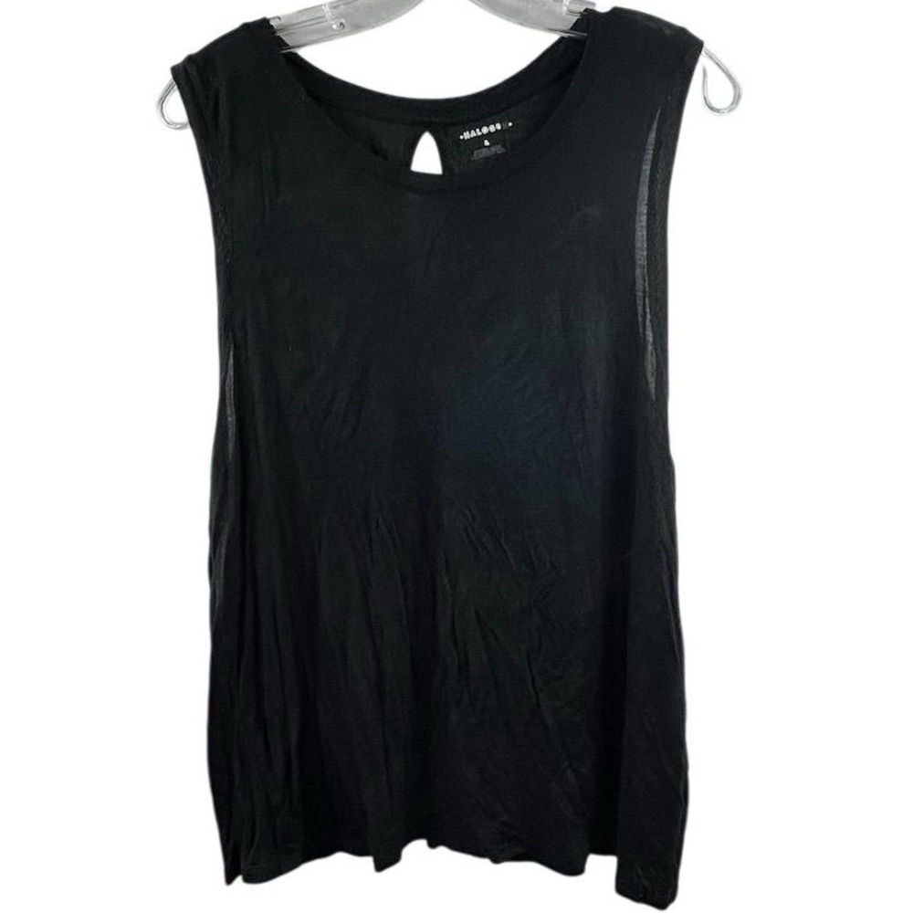 Halogen Women's Black Sleeveless Tank Top Size L Open Back Casual